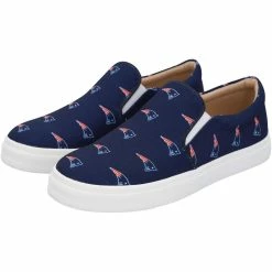 Discount 🤩 Women's Cuce Navy New England Patriots Allover Print Slip-On 👟 Shoe ⌛